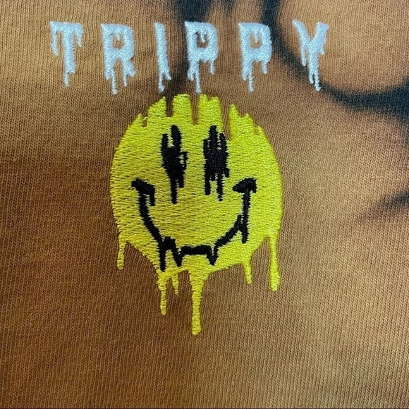 70’s Inspired Trippy Tie Dye Short Sleeve Drippy Smiley Face Tee Shirt Sz.M - Picture 4 of 7